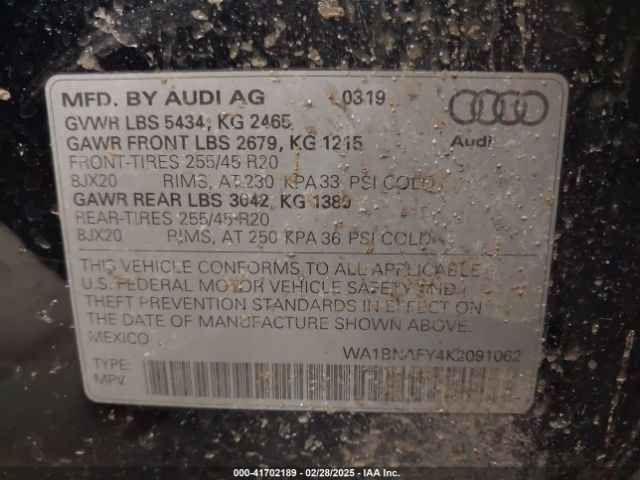 WA1BNAFY4K2091062 Audi Q5 45 Premium