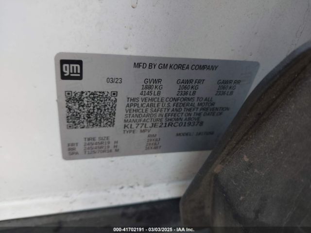 KL77LJE21RC019378 Chevrolet Trax Fwd 2rs