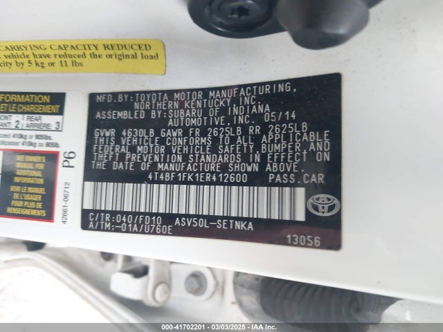 Toyota CAMRY LE 2014 4T4BF1FK1ER412600 Image 9