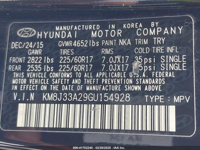 KM8J33A29GU154928 Hyundai Tucson Eco