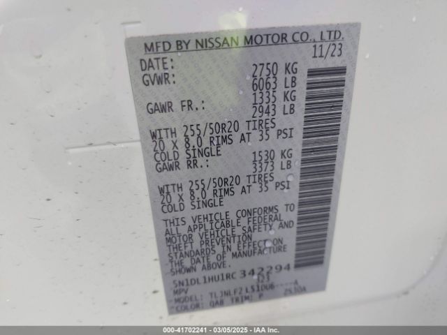 5N1DL1HU1RC342294 Infiniti Qx60 Autograph Awd
