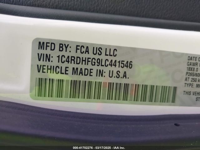 2020 DODGE DURANGO 1C4RDHFG9LC441546 Photo 8