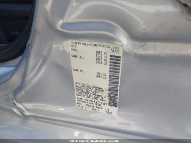 1N4BL4DVXNN377707 Nissan Altima Sv Fwd
