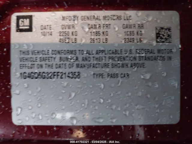 1G4GD5G32FF214358 Buick Lacrosse Premium I