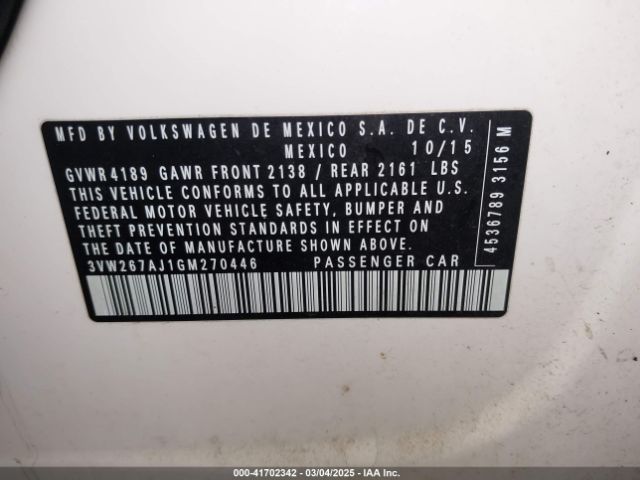 3VW267AJ1GM270446 Volkswagen Jetta 1.4t S