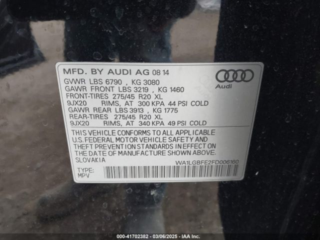 WA1LGBFE2FD006160 Audi Q7 3.0t Premium