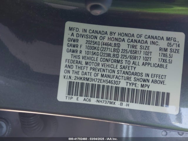 Honda Cr-v Ex-l 2014 2HKRM3H72EH546307 Image 9