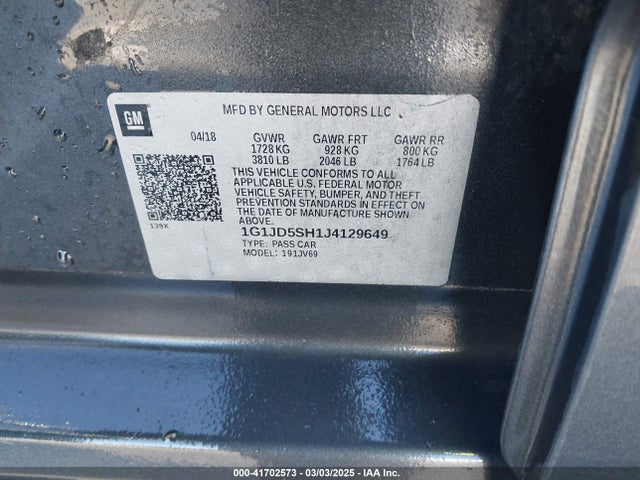 1G1JD5SH1J4129649 Chevrolet Sonic Lt Auto