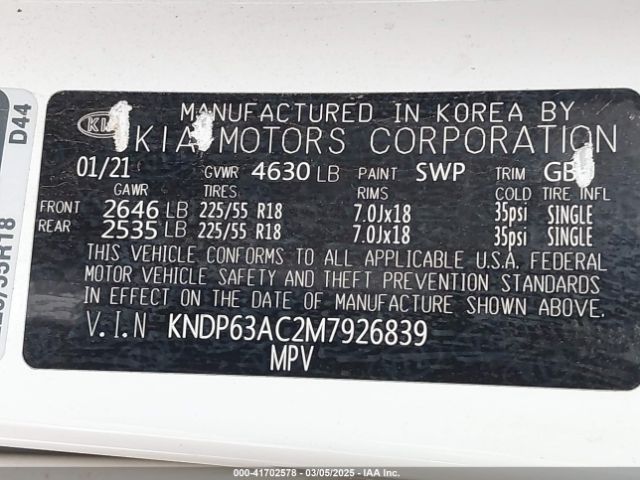 KNDP63AC2M7926839 KIA SPORTAGE S