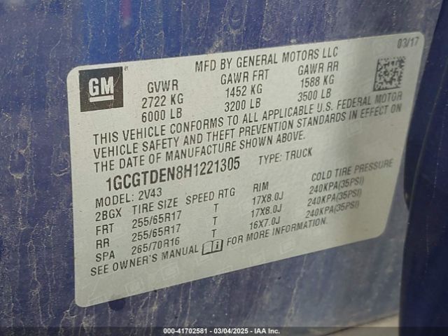 1GCGTDEN8H1221305 Chevrolet Colorado Z71
