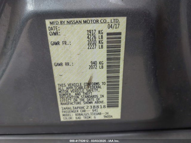 1N4AL3APXHC238818 Nissan Altima 2.5 S