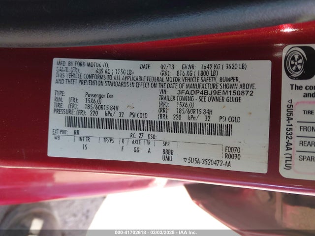 Ford FIESTA SE 2014 3FADP4BJ9EM150872 Image 9