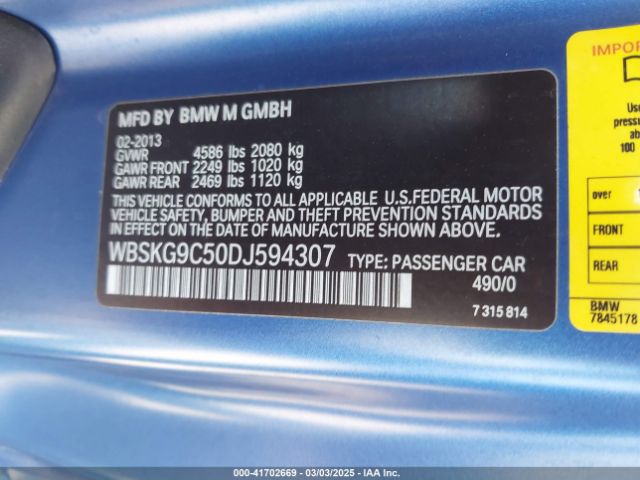2013 BMW M3 WBSKG9C50DJ594307 Photo 8