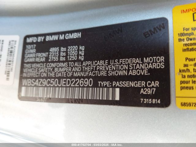 WBS4Z9C50JED22690 BMW M4