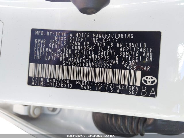 Toyota COROLLA SE 2017 5YFBURHE8HP657227 Image 9