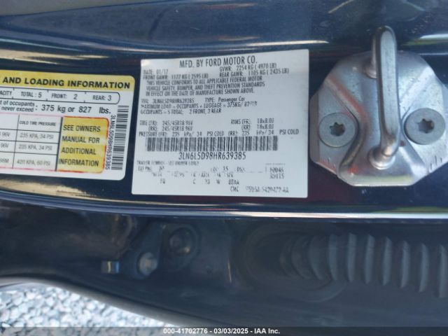 3LN6L5D98HR639385 Lincoln MKZ SELECT
