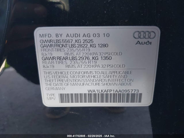 2010 AUDI Q5 WA1LKAFP1AA095773 Photo 8