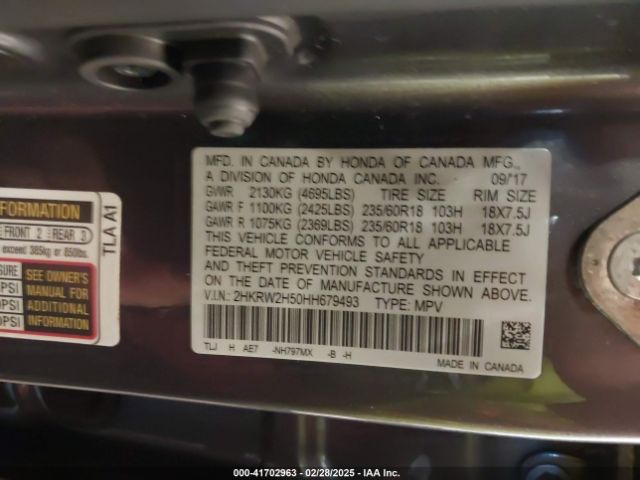 2HKRW2H50HH679493 Honda CR-V EX