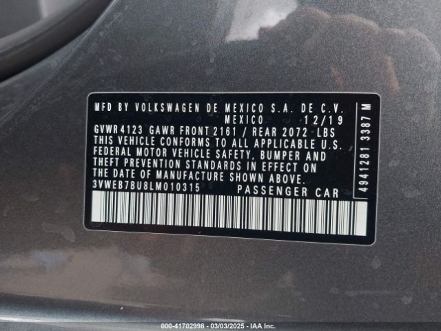 3VWEB7BU8LM010315 Volkswagen Jetta 1.4t Sel