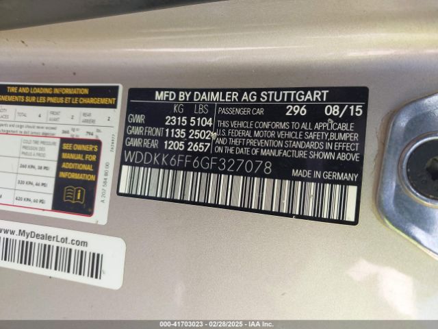 WDDKK6FF6GF327078 Mercedes-Benz E 400