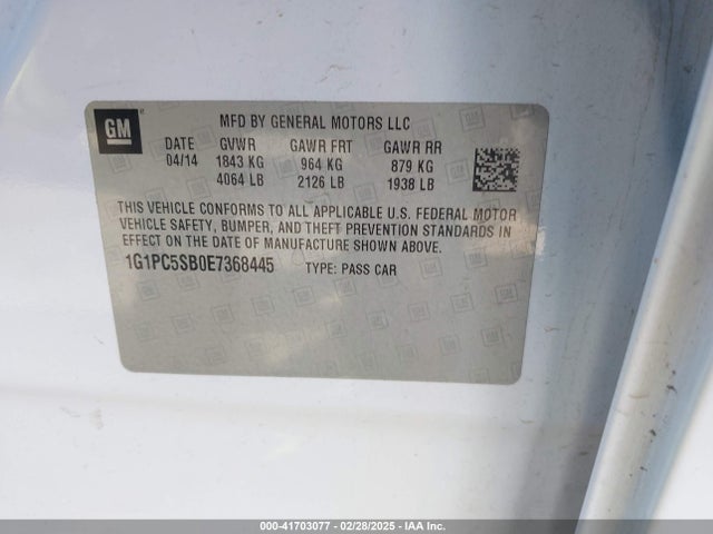 Chevrolet Cruze 1lt Auto 2014 1G1PC5SB0E7368445 Image 9