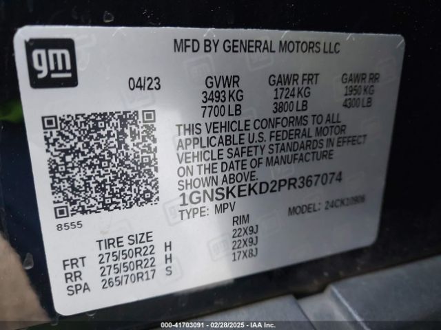1GNSKEKD2PR367074 Chevrolet Suburban 4wd Rst