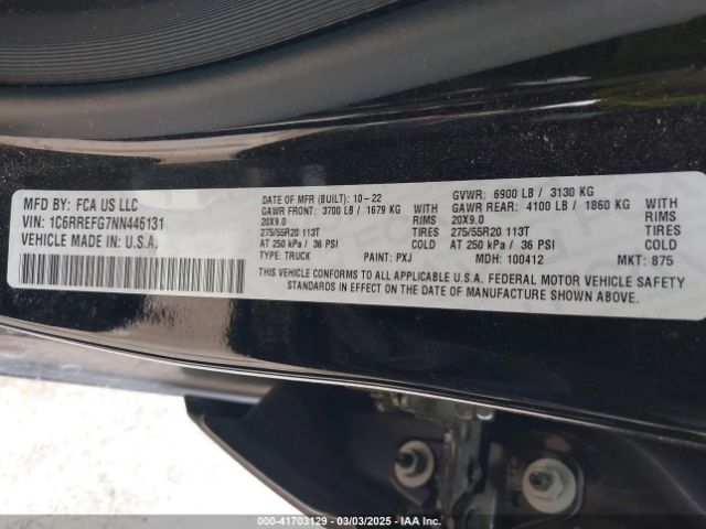1C6RREFG7NN446131 RAM 1500 Lone Star  4x2 5'7 Box