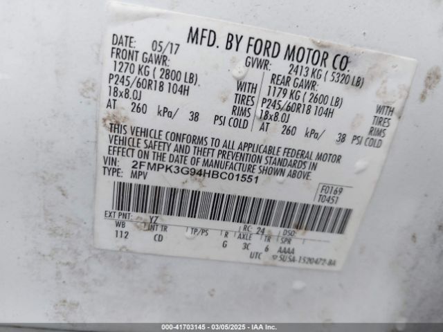 2FMPK3G94HBC01551 Ford EDGE SE