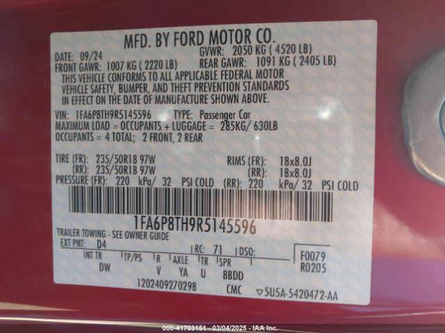 1FA6P8TH9R5145596 Ford Mustang Ecoboost Fastback