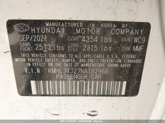 Hyundai Sonata Limited 2022 KMHL34J27NA182966 Image 9