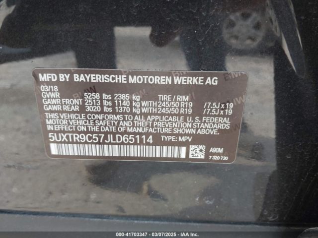 5UXTR9C57JLD65114 BMW X3 Xdrive30i