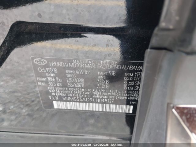5NMS53AD9KH048127 Hyundai Santa Fe Ultimate