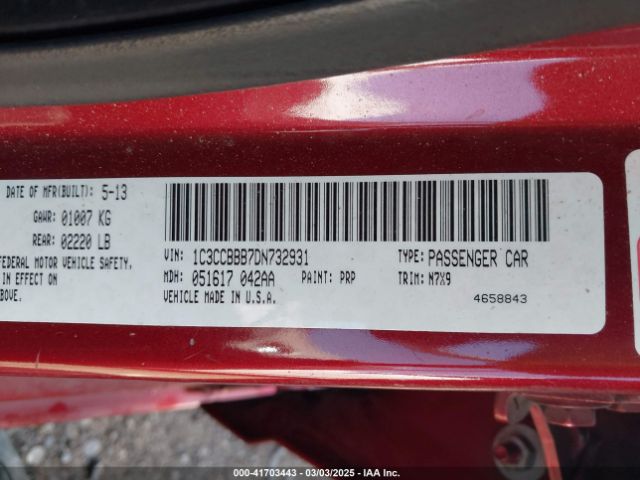 2013 CHRYSLER 200 1C3CCBBB7DN732931 Photo 8