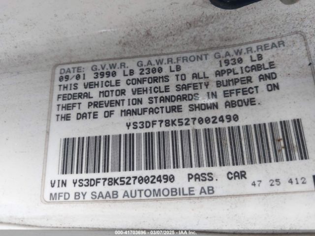 2002 SAAB 9-3 YS3DF78K527002490 Photo 8