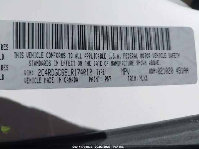 2C4RDGCG9LR174012 Dodge Grand Caravan Sxt