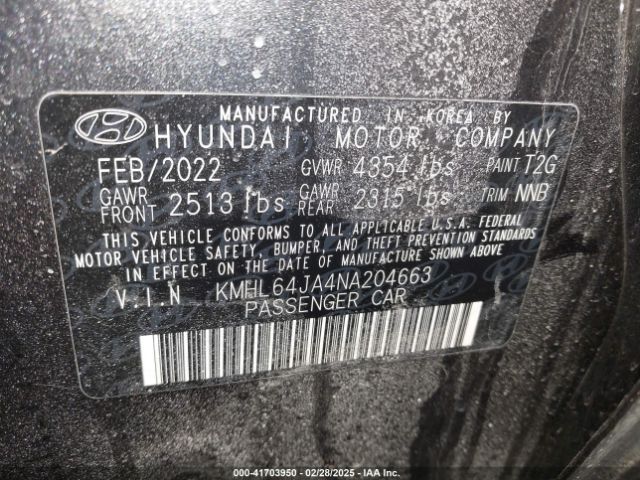 KMHL64JA4NA204663 Hyundai SONATA SEL