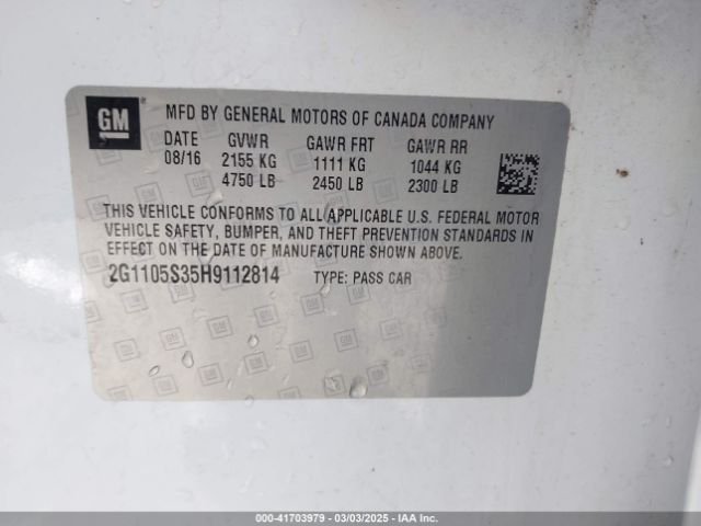 2G1105S35H9112814 Chevrolet IMPALA 1LT