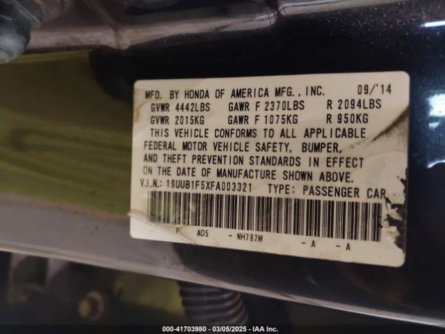 19UUB1F5XFA003321 Acura TLX TECH