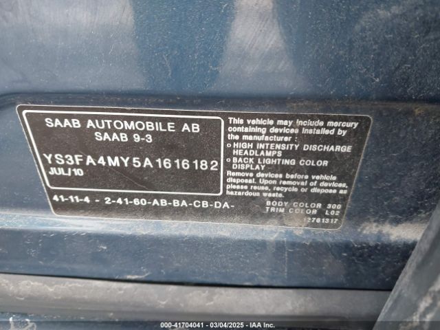 2010 SAAB 9-3 YS3FA4MY5A1616182 Photo 8