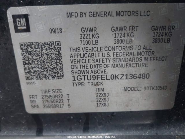 1GTU9FEL0KZ136480 GMC Sierra 1500 Denali