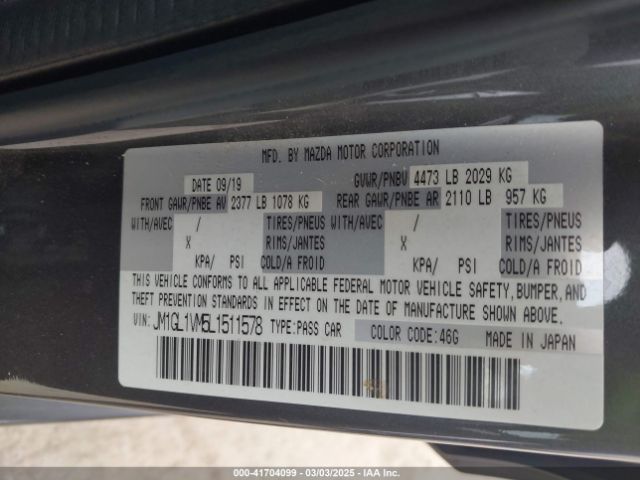 JM1GL1VM5L1511578 Mazda Mazda6 Touring