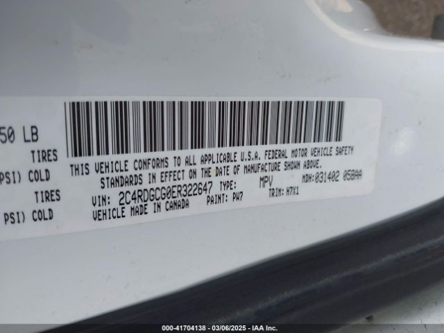 2C4RDGCG0ER322647 Dodge Grand Caravan Sxt