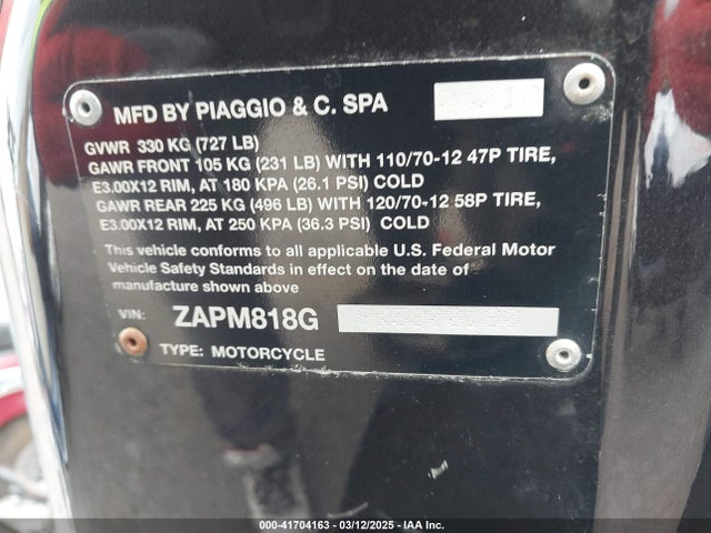 ZAPM818G9K5900160 Vespa E4 Engine