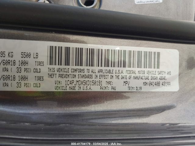 1C4PJMDX5KD150191 Jeep Cherokee Limited 4x4