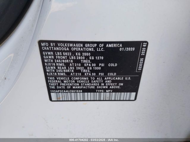 1V2AP2CA4LC501538 Volkswagen Atlas 2.0t S