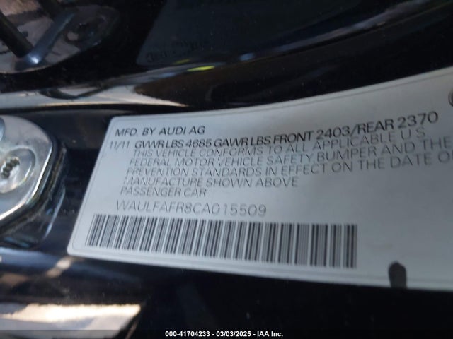 Продажа на аукционе авто 2012 Audi A5 2.0t Premium, vin: WAULFAFR8CA015509, номер лота: 41704233