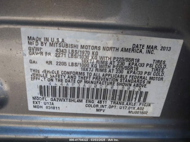 2013 MITSUBISHI OUTLANDER SPORT 4A4AP3AU0DE018020 Photo 8