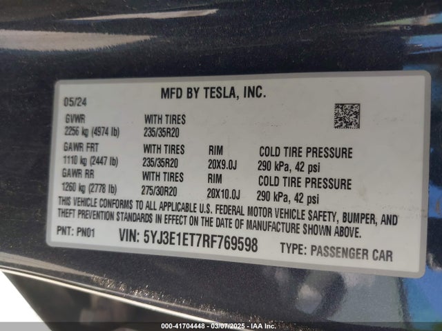2024 TESLA MODEL 3 5YJ3E1ET7RF769598 Photo 8