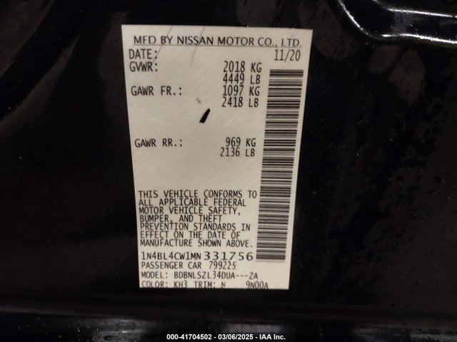 Nissan Altima Sr Intelligent Awd 2021 1N4BL4CW1MN331756 Image 9