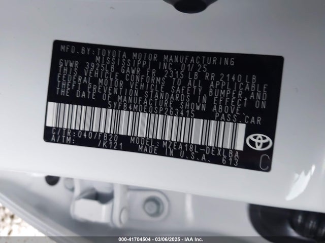 Toyota COROLLA LE 2025 5YFB4MDE0SP263415 Image 9